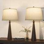 Oneach 25.75" Modern Table Lamp Set of 2, Bedside Lamps with USB Ports, Black Nightstand Lamps Set for Living Room Bedroom House Bedside Home Office Family