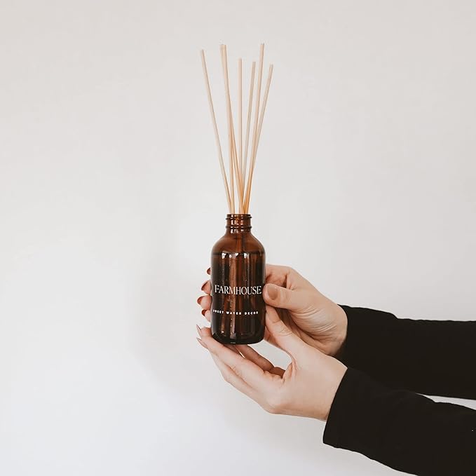 Sweet Water Decor Farmhouse Amber Reed Diffuser Set | Apple, Orange, Pumpkin, Fall Scented Reed Diffusers | Housewarming Gifts | Air Fresheners | Autumn Scents | Aromatherapy
