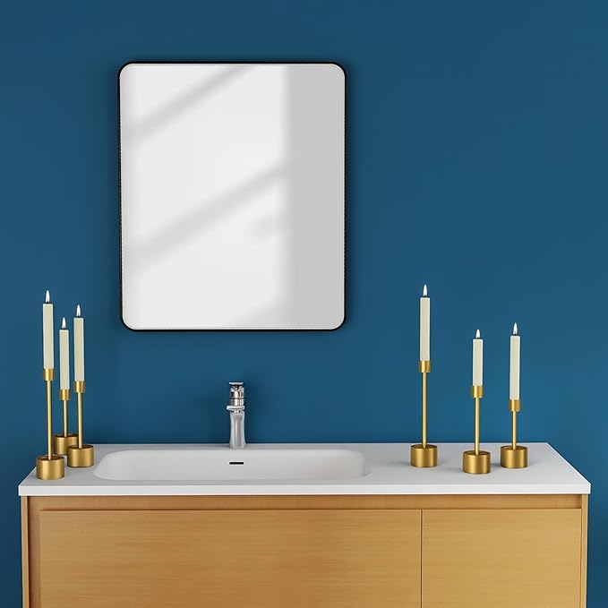 YUMORE 6 Packs Small Taper Candle Holders Candlestick Holder Stable Base Stand Holders for Dining Table Wedding Centerpiece (Gold)