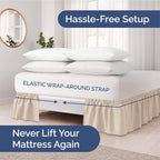 Wrap Around Dust Ruffle Bed Skirt - Wheat - for Queen Size Beds w/ 12 Inch Drop - Easy Fit Elastic Strap - Adjustable Pleated Bedskirt w/Brushed Fabric - Wrinkle Free - for Women, Men, Kids & Teens