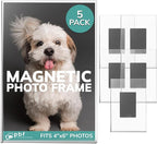 pbf 4x6 Magnetic Picture Frames for Refrigerator | 4 x 6 Clear Magnetic Acrylic Frames | Magnetic Photo Holders for Fridge, Locker, Photo Board, Art Display, Sign Holder (5-Pack)