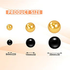 300Pcs Vase Filler Black and Golden Yellow No Hole Faux Pearl Beads for Vase Filling Decorations, Candle Centerpieces, Wedding Centerpieces, Home Party Decor (8/14/20mm)