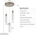 Pendant Light fixtures, Integrated 3-Light Pendant Lighting Silver Finish, Dimmable Pendant Lights Kitchen Restaurant, Dining Room