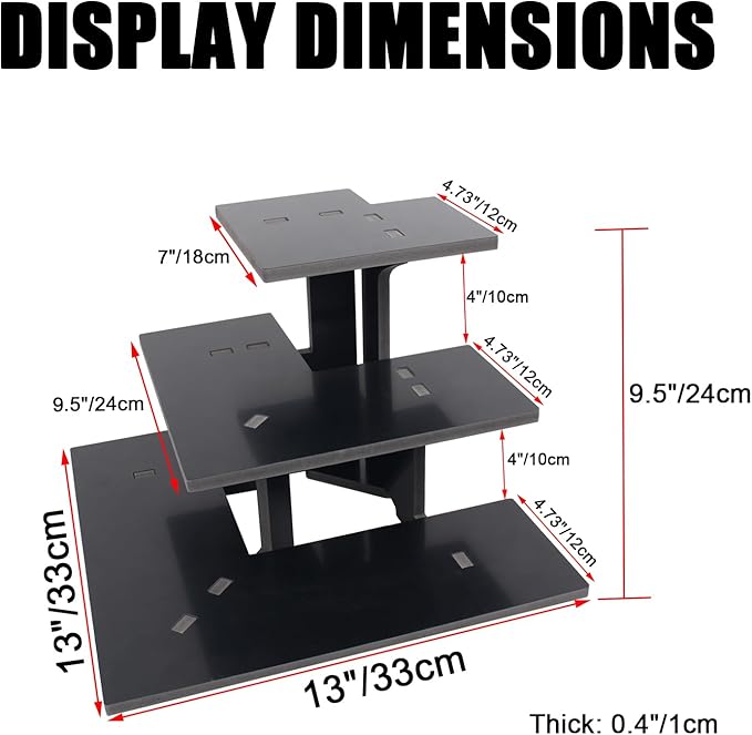 WANLIAN 3-Tier Corner Retail Table Display Stand, Portable Display Rack Shelves for Vendors, Craft Shows, Farmers Market, Pop Up Shop Countertop Black Risers for Display, Soap, Candles, Tumblers