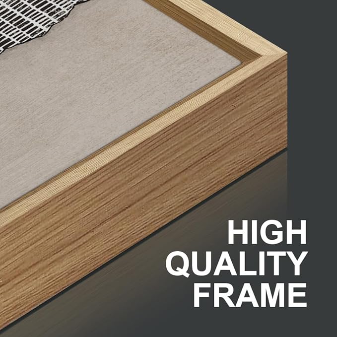 SIGNINART Blue and Beige Framed Canvas Wall Art Set, Neutral Abstract Tree Ring Wall Decor, Minimalist Dots and Line Artwork, Geometric Pattern Art Paintings for Living Room, Bedroom, Office 16"x24"x3