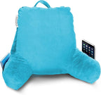 Nestl Reading Pillow Standard Bed Pillow, Back Pillow for Sitting in Bed Shredded Memory Foam Chair Pillow Reading & Bed Rest Pillows Bright Blue Back Pillow for Bed, Bed Chair Arm Pillow with Pockets