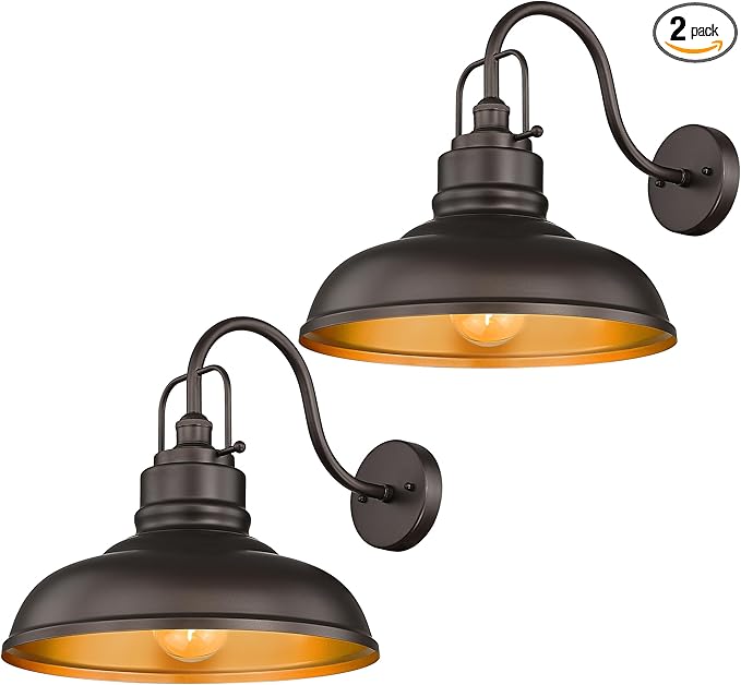 zeyu 2 Pack Gooseneck Barn Lights Outdoor, Outdoor Wall Sconces for Porch Patio, 18" Farmhouse barn Lights in Oil Rubbed Bronze Finish, 016-1BL-2 ORB