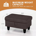 Ottoman Rectangular Storage Ottoman Bench, Flannel Footrest Stool Footstool with Lid for Living Room, Bedroom, Entryway, Dark Coffee, 28.5"x19"x17.5"