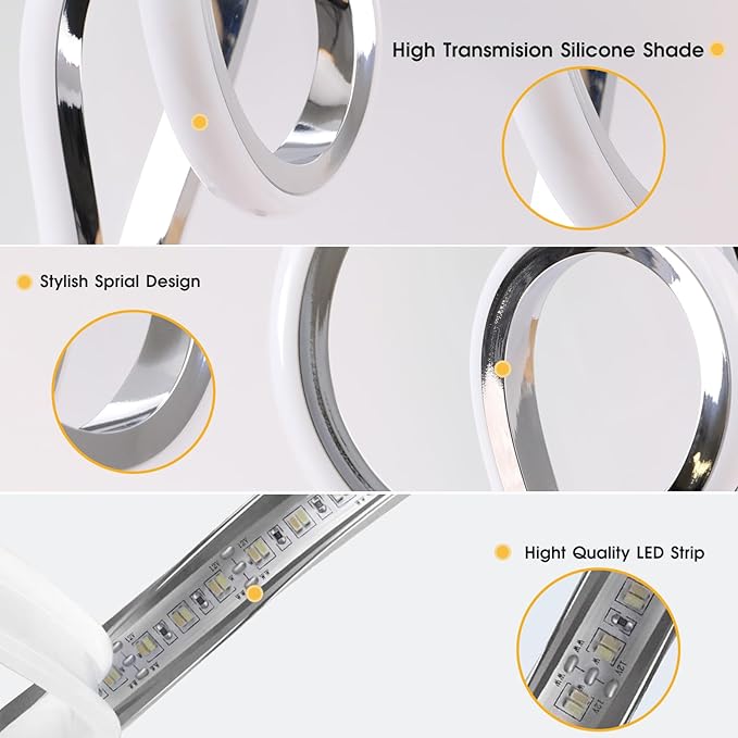 Energetic Modern Spiral Table Lamp, Touch Control Dimmable LED Nightstand Lamp, 7 RGB LED Colors & 10 Light Modes Bedroom lamp, Unique Design Lamps for Home Decor Living Room Bedroom Office