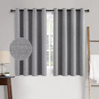 MIULEE Linen Texture Curtains for Bedroom Solid 100% Blackout Thermal Insulated Grey Curtains Grommet Room Darkening Drapes Luxury Decor for Living Room Nursery 52x63 Inch (2 Panels)