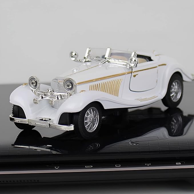 1:28 Scale Pullback Diecast Metal Antique Classic Model Cars Collectible Toy Gifts (White,Length 6.5in/16.8cm)