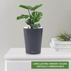 Dexceder 6x7 Self Watering Planter Indoor Outdoor, Matte Table Flower Plant Pot with Water Level Indicator (Slate Gray)