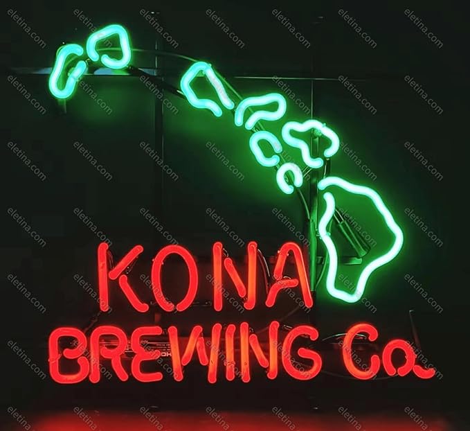 Neon Signs Beer Bar Bedroom New Kona Brewing Glass Neon Signs for Office Hotel Pub Cafe Birthday Party Man Cave Neon Light Art Wall Lights 24 X 20 Inches