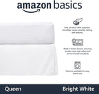 Amazon Basics Lightweight Pleated Bed Skirt, Queen, Bright White, Solid