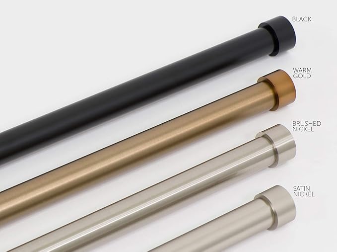 Ivilon Side Window Curtain Rod - End Cap Style Design 1 Inch Pole. 16 to 28 Inch Color Black