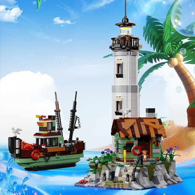 House Building Block Adults Sets, The Island Modular Architecture Construction Building Model Set Present for, (1480 Pcs)