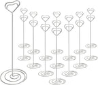16pcs Place Card Holders, 8.75 Inches Tall Table Number Holders, Silver Picture Holder for Tables with Heart Shaped Clip for Wedding, Photos, Food Signs, Memo Notes, Restaurant, Birthday