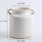 Ceramic Rustic Distressed White Flower Vase for Centerpieces, Kitchen, Office or Living Room (5.9''x6.3”)