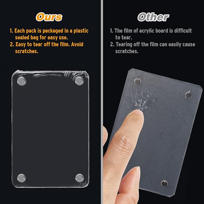 15 Pack Acrylic Fridge Magnetic Frame for Polaroid, 2.36x3.54 In Mini Picture Frames for Fujifilm Instax Mini, Double Sided Photo Refrigerator Magnet Picture Frame Clear Picture Display Frame