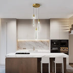 Modern Light Fixture Kitchen Island Pendant Light Dimmable LED Gold Pendant Lights Mini Crystal Pendant Lighting for Bedroom Dining Room Living Room（3-Light ）