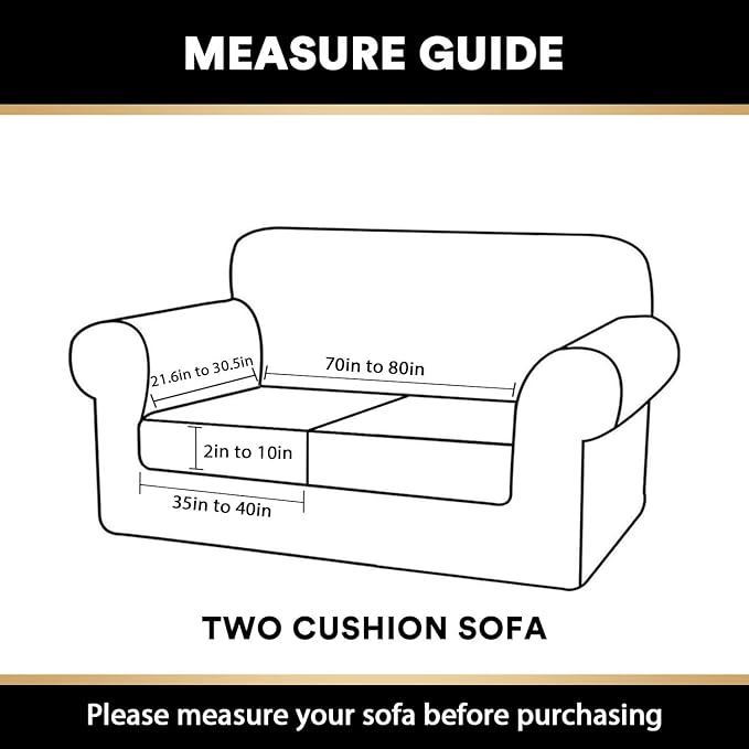 PrinceDeco Velvet Couch Cushion Cover Soft Stretch Cushion Slipcover for Chair Loveseat Sofa Cushion Furniture Protector Seat Cushion Sofa Cover (2 Piece Large Sofa Cushion Covers, Taupe)