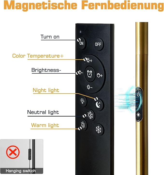 Mid Century Gold Floor Lamp,Dimmable LED Brass Floor Lamp Touch Control with Remote,Vintage Modern 3 Globe Standing Lamp for Corner,Living Room,Bedroom