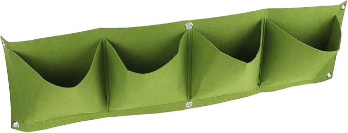 Atyhao Wall Plant Bag,4Pcs 4 Pocket Plant Grow Bag Wall Mounted Reusable Degradable Felt Garden Planter Herbs, Succulents Artificial Pl or Flowers. ()
