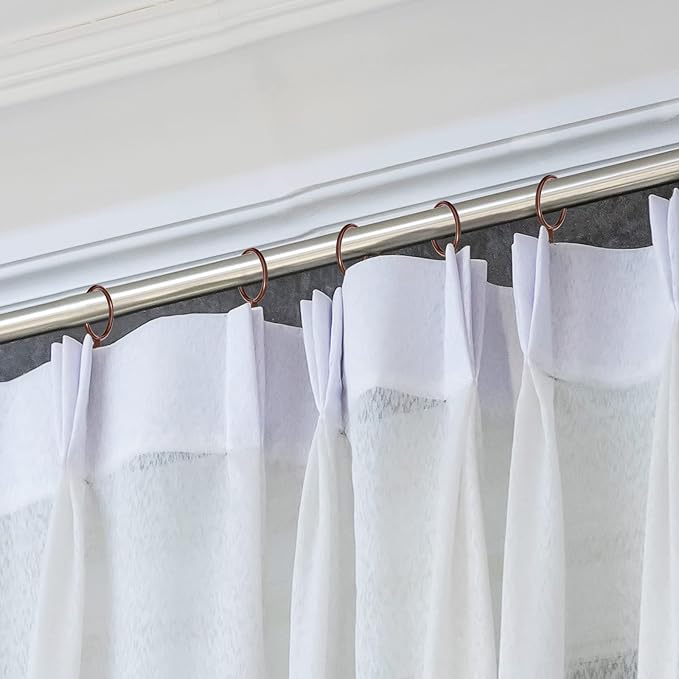 Hotop 30 Pcs Metal Drapery Curtain Rings 0.98/1.26/1.65 inch Interior Diameter and 30 Pcs Hanging Curtain Drapery Pin Hooks for Window Door Shower(32 mm,Brown)