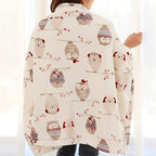 UKELER Flannel Sherpa Throw 60'' x 50''- Owl Printed Soft Plush Flannel Blanket Throws for Bed/Couch/Sofa/Office/Camping