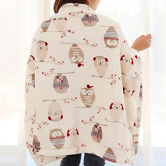 UKELER Owl Sherpa Fleece Blanket Twin Size 60''x80''- Ultra Soft Cozy Flannel Blanket for Bed/Couch/Sofa/Office/Camping, Great Gift for Women's Day,Mother's Day,Father's Day,Thanksgiving,Christmas