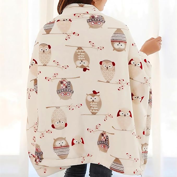 UKELER Owl Sherpa Fleece Blanket Queen Size 80''×90''- Ultra Soft Cozy Flannel Blanket for Bed/Couch/Sofa/Office/Camping, Great Gift for Women's Day,Mother's Day,Father's Day,Thanksgiving,Christmas