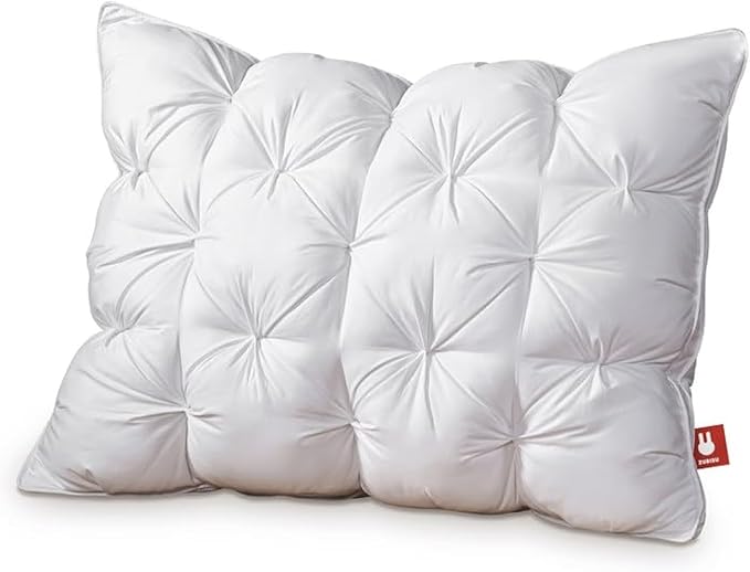 ZUBISU Standard Size Luxury White Goose Down Pillow,800 Fill Power Fluffy and Soft Hotel Feather Pillow,Ideal Bed Pillows for Side Sleepers,Pack of 1 (Standard, White)