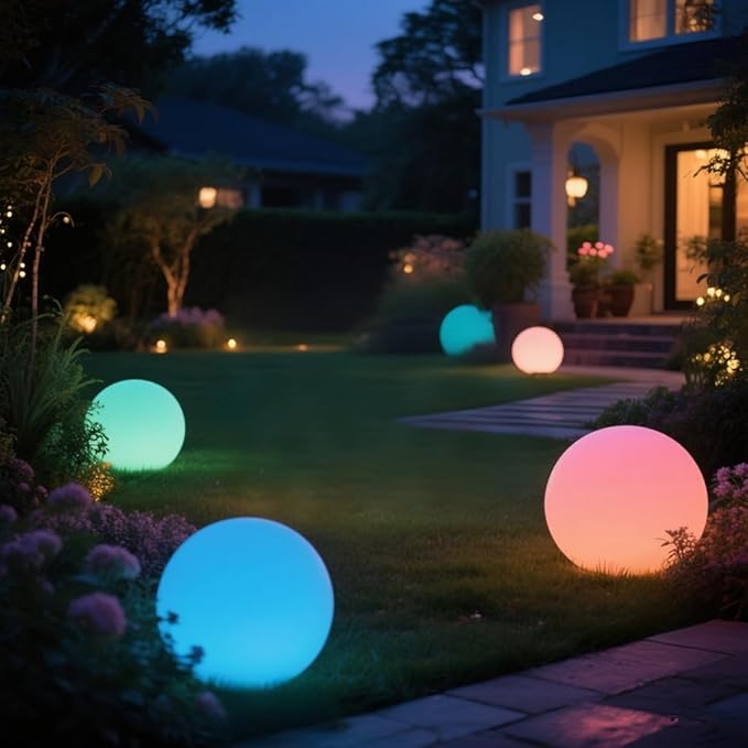 16 Inch Ultra-Fun LED Ball Light, Rechargeable Globe Floor Lamp w/Remote, 16 RGB Color Changing LED Glowing Orb Light, Waterproof Outdoor Ambiance Lighting, Pool Party Garden Patio Decor
