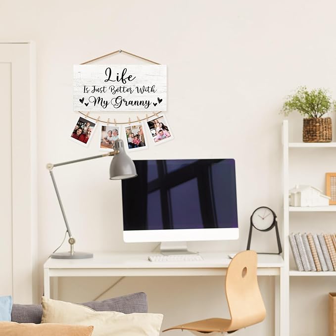 Granny Gifts Picture Frame Photo Holder for Wall, Mothers Birthday Gifts for Grammy Grandma, Thank You Gifts Grandmother Gammy Gifts from Grandchildren Grandkids Hanging Photo Display