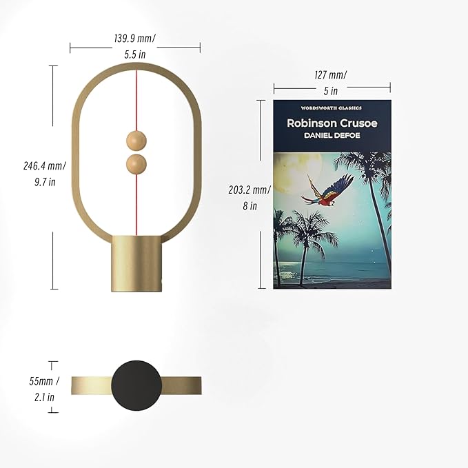 Bedroom Lamps - Mini Balance Lamp, Bedside Lamp, Nightstand Lamp, 3 Level Brightness Plug in Night Light for Home, Office, College Dorm (Wood Color)