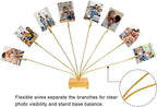 Gold Photo Tree Holder Clip Cube Base,8 - Branch Money Trees Gift Card Holder with Clips,Picture Holder Stand for Christmas Wedding Greeting Birthday Party Gift