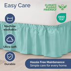 Wrap Around Dust Ruffle Bed Skirt - Spa Blue - for Queen Size Beds with 12 Inch Drop - Elastic Strap - Adjustable Pleated Bedskirt with Brushed Fabric and Wrinkle Free - for Women, Men, Kids & Teens