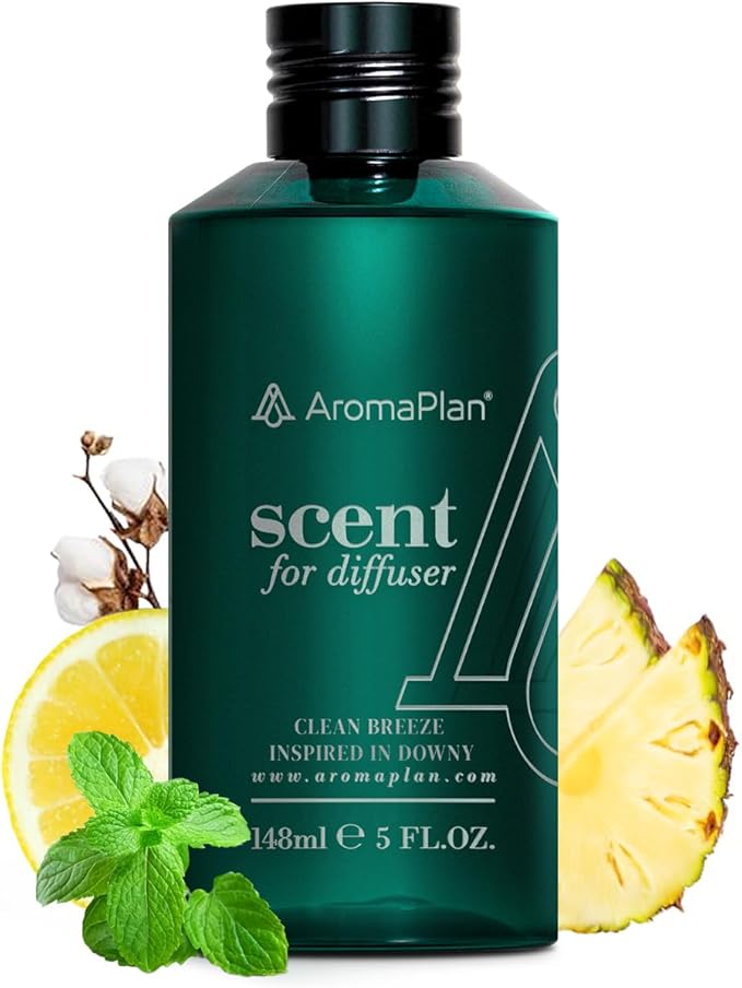 Aromaplan Scents, Clean Smelling Essential Oils, Clean Breeze Inspired by D. (5 Fl Oz /148ml)-Fresh Scent Essential Oil for Diffuser, USA Fragrance, Bigger Bottle, Bolder Aroma & Longer Lasting