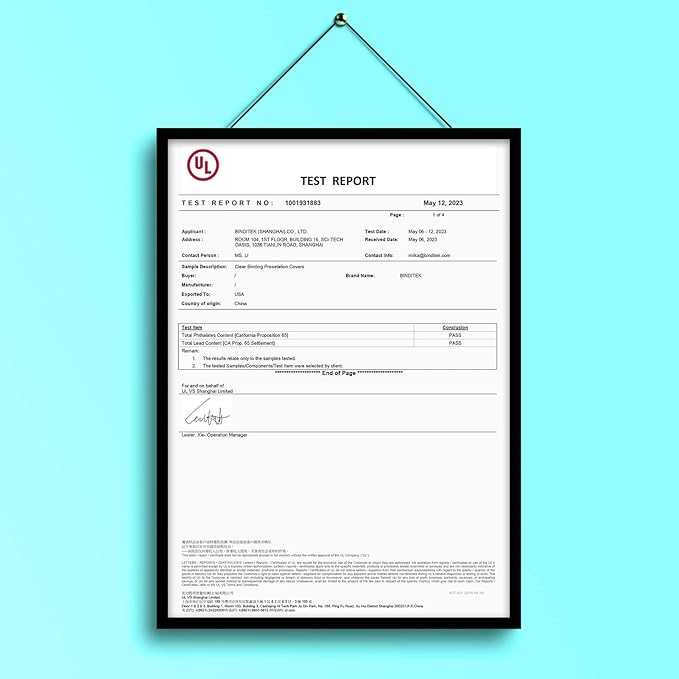 Binditek 100 Pack 4.5 Mil Binding Presentation Covers, Ultra Clear, 8.5 x 11 Inches, Letter Size, Square Corners, Un-Punched