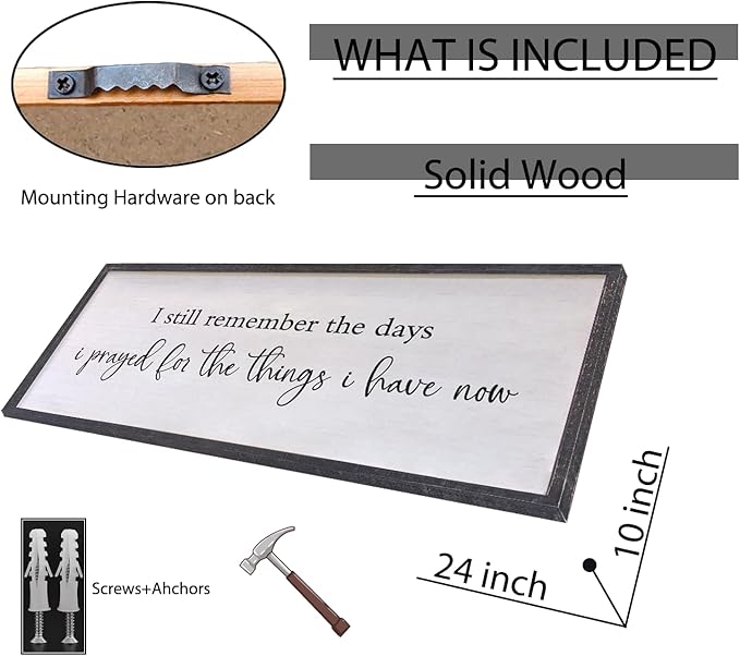 I Still Remember The Days I Prayed Wall Decor Art 24"X10" for Home Living Room Family Wall Wooden Framed Sign (Black)