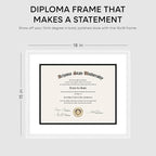 Homeforia 15x18 Diploma White Wood Frame, High End Oak 15 x 18 Certificate Frames with Mat 11 x 14, 15by15 Document Frame Matted to 11by14, Graduation Wooden Frames, Tempered Glass, Wall Kit, Set of 1
