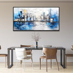 ZUITINGHUA Black Framed Canvas Wall Art For Living Room Large Wall Decor For Office Bedroom Decorations Blue Landscape Pictures Abstraction Paintings Artwork Aesthetic Mural Home Decor 30x60 In