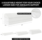BALAPET 3-in-1 Adjustable Height Wedge Pillow, 7" Height Leg Knee Pillow for Side Sleepers & Aligns Spine, Supportive Bolster Pillow for Pregnancy Relieves Pressure Hip Leg Elevation, 26", White