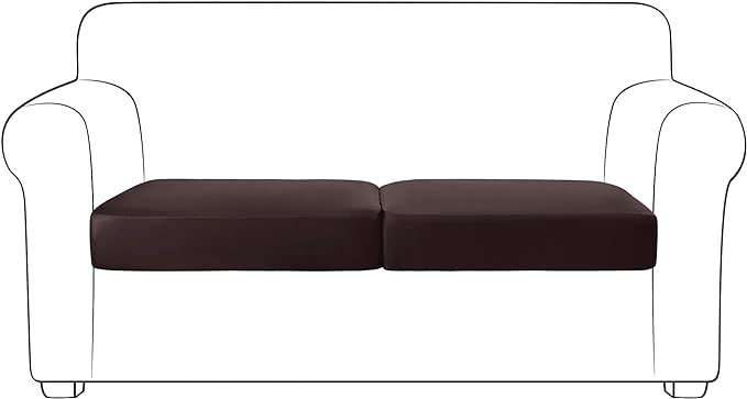 Yates Home PU Leather Couch Sofa Cushion Slipcover Water-Proof Elastic Chair RV Seat Covers Loveseat Sofa Furniture Protector Slip Cover for Settee Seater Replacement Living Room（2 Pieces, Chocolate）