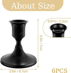 6PCS Black Taper Candle Holders, Vintage Metal Candlestick Holders for Dinner Room Table Centerpiece or Mantel Wedding Party Decor