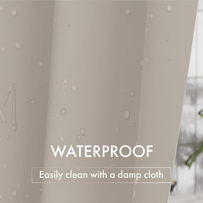 AmazerBath Shower Curtain Liner, 72x72 Tan Shower Liner, Cute Plastic Shower Curtain Liners, Lightweight Waterproof PEVA Khaki Shower Curtains for Bathroom with Magnets and 12 Grommet Holes