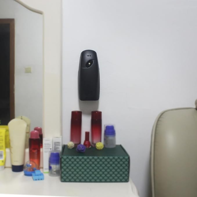 Automatic Air Freshener Spray Dispenser (2-Pack) ，Free Standing or Wall Mounted Automatic Aerosol Spray Dispenser Adjustable Aromatherapy Machines for Bedrooms, Bathrooms,Offices, Hotels (Black)