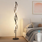 LENIVER LED Spiral Floor Lamp, Unique 3 Color Dimmable Standing Lamp, Modern Creative Standing Pole Lamps with Remote Control for Living Room, Bedroom and Office - Black