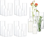20 Pack Clear Glass Vases for Centerpieces, Cylinder Vase Set, 4,6,8,10,12 Inch Tall Flower Vase for Home Decor, Flower Vase for Table Decorative & Hurricane Floating Candle Holders