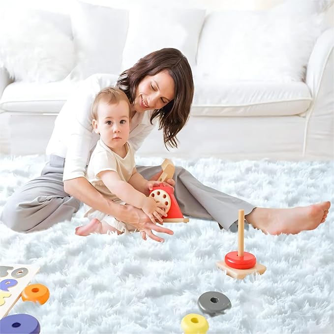 CAIYUECS Shag Area Rug,Indoor Ultra Soft Plush Rugs for Bedroom Living Room, Non-Skid Modern Nursery Faux Fur Rugs for Kids Room Home Decor (4x6 Feet, White)